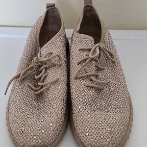 Aldo Beige Rhinestone Sneakers